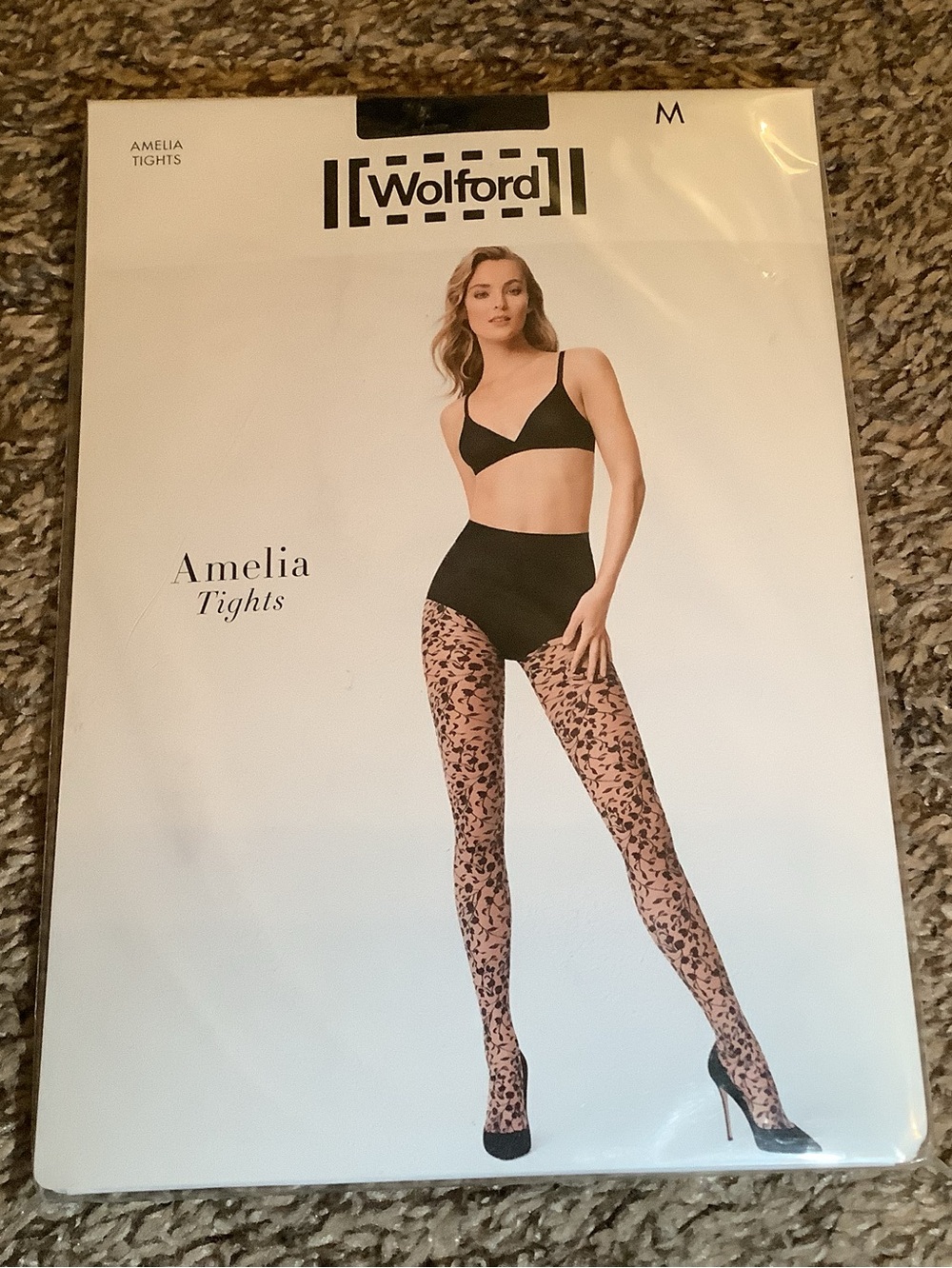 Wolford Amelia tights, floral design, color black/black, size: M